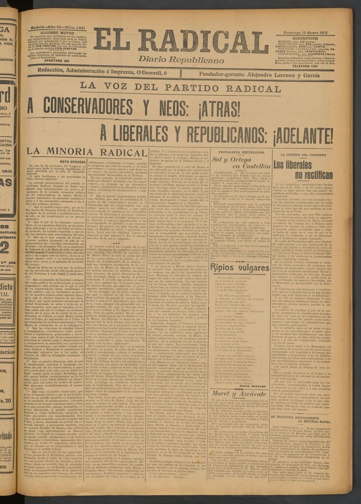 Miniatura de El Radical: diario republicano del 12 de enero de 1913