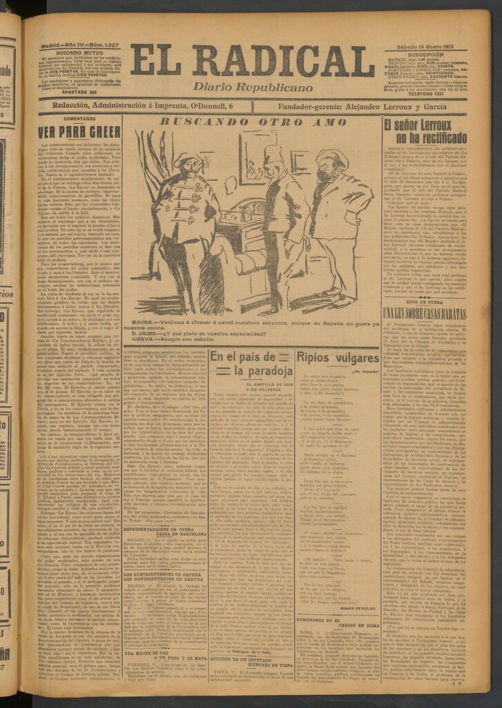Miniatura de El Radical: diario republicano del 18 de enero de 1913