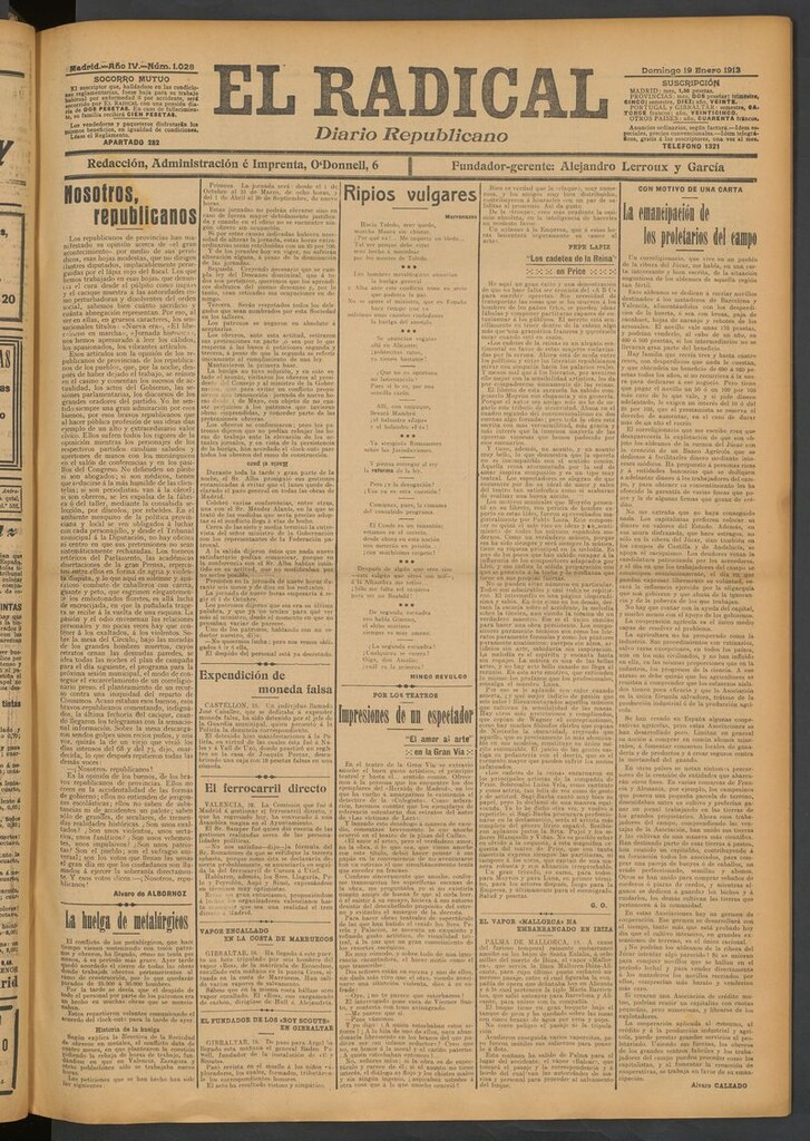 Miniatura de El Radical: diario republicano del 19 de enero de 1913