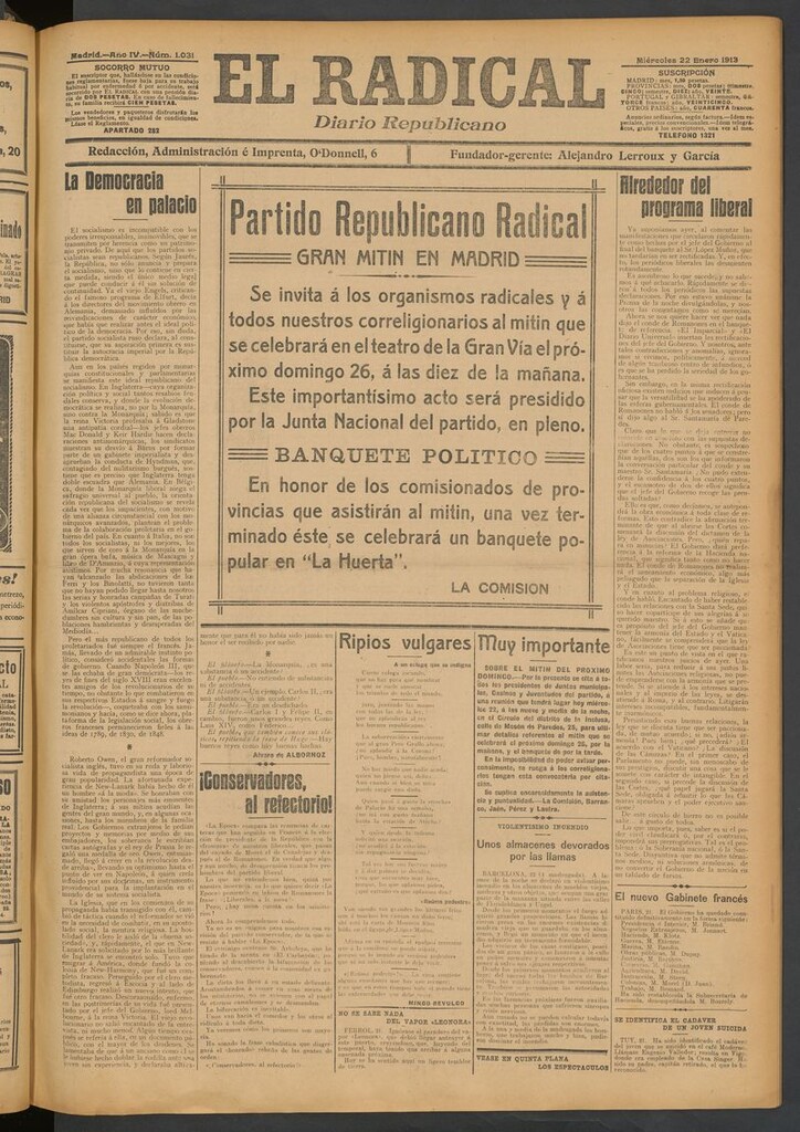 Miniatura de El Radical: diario republicano del 22 de enero de 1913