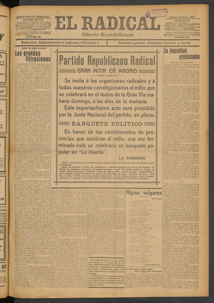 Miniatura de El Radical: diario republicano del 25 de enero de 1913