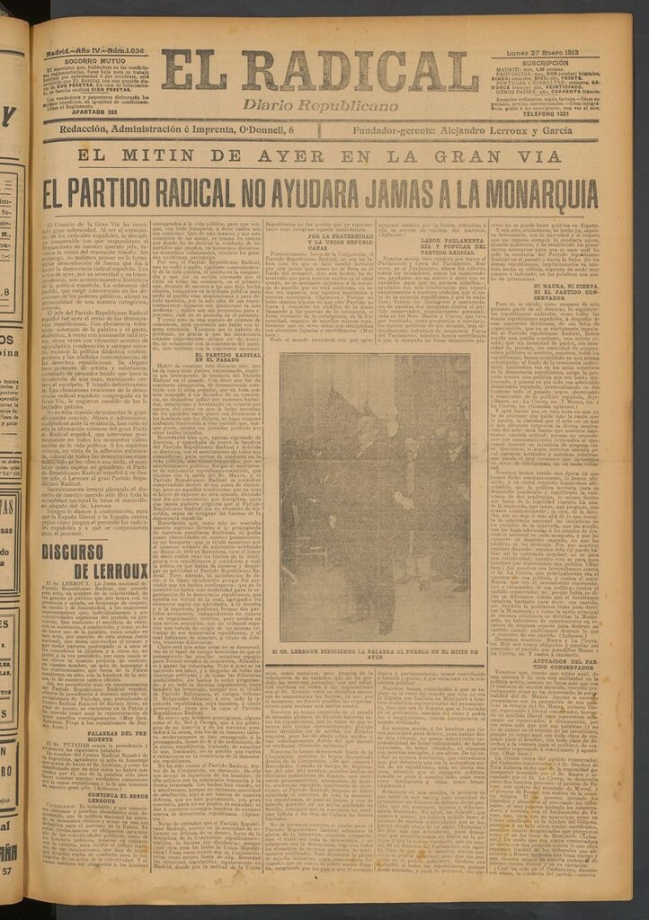 Miniatura de El Radical: diario republicano del 27 de enero de 1913