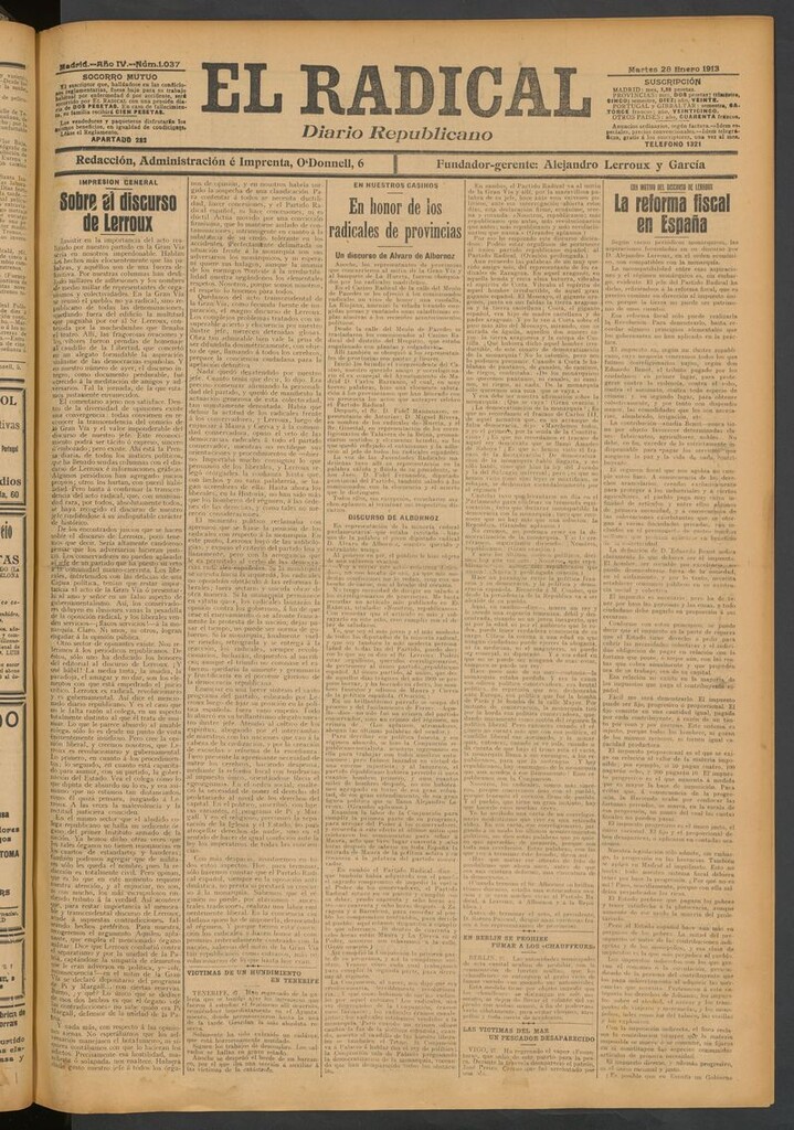 Miniatura de El Radical: diario republicano del 28 de enero de 1913