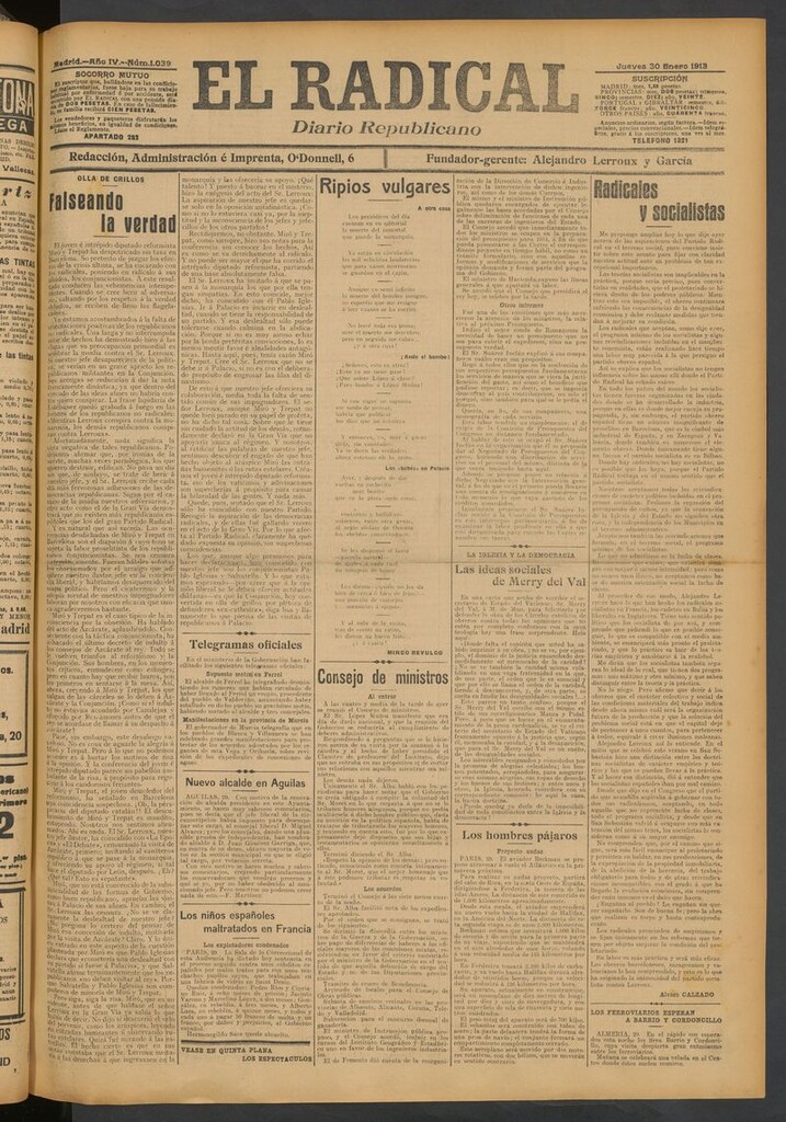 Miniatura de El Radical: diario republicano del 30 de enero de 1913