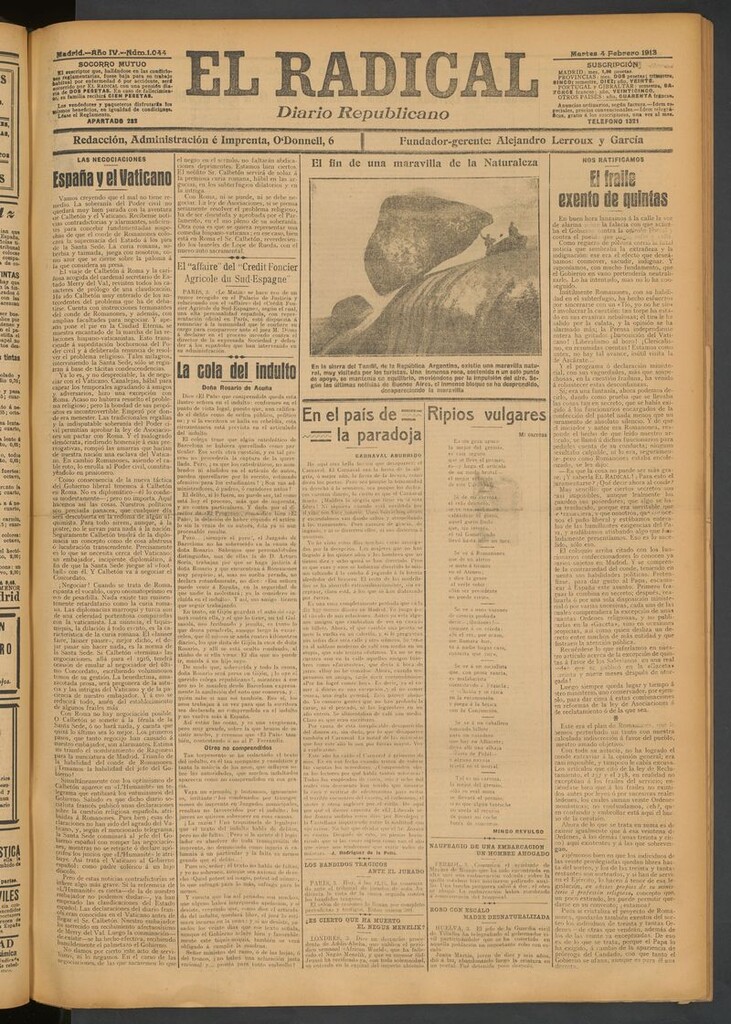 Miniatura de El Radical: diario republicano del 4 de febrero de 1913
