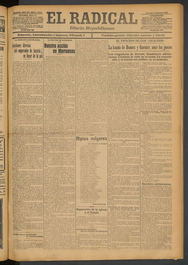 Miniatura de El Radical: diario republicano del 6 de febrero de 1913