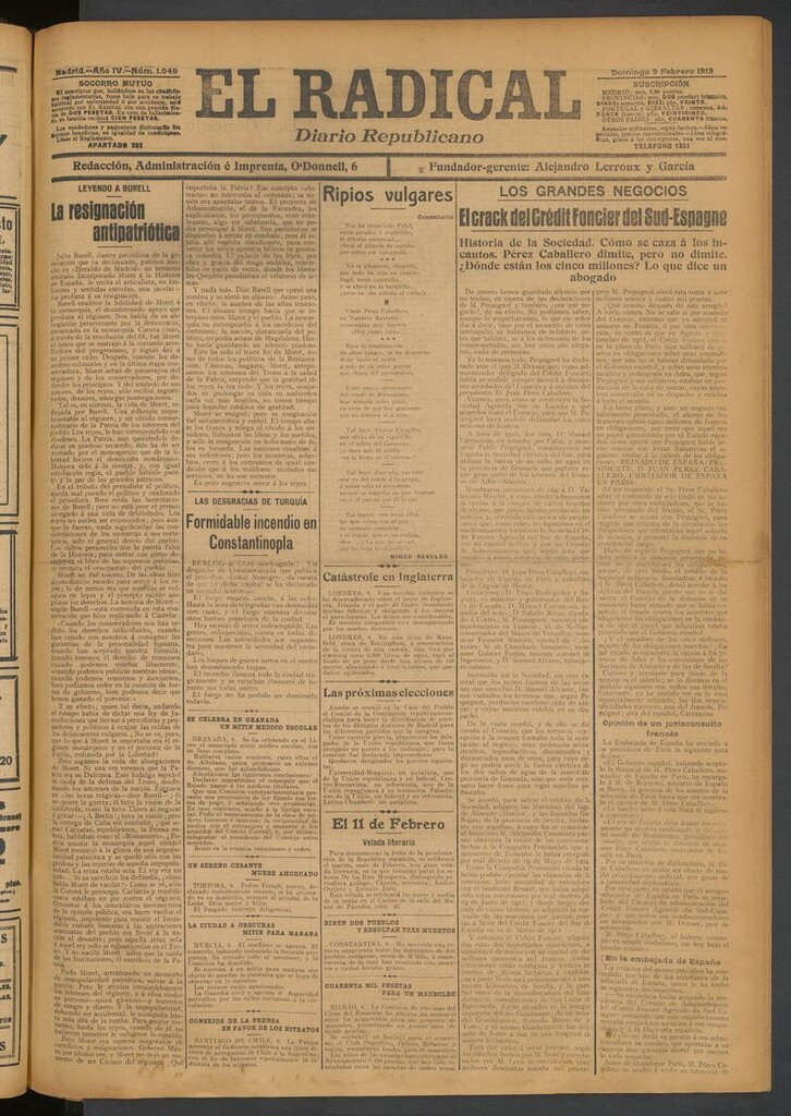 Miniatura de El Radical: diario republicano del 9 de febrero de 1913