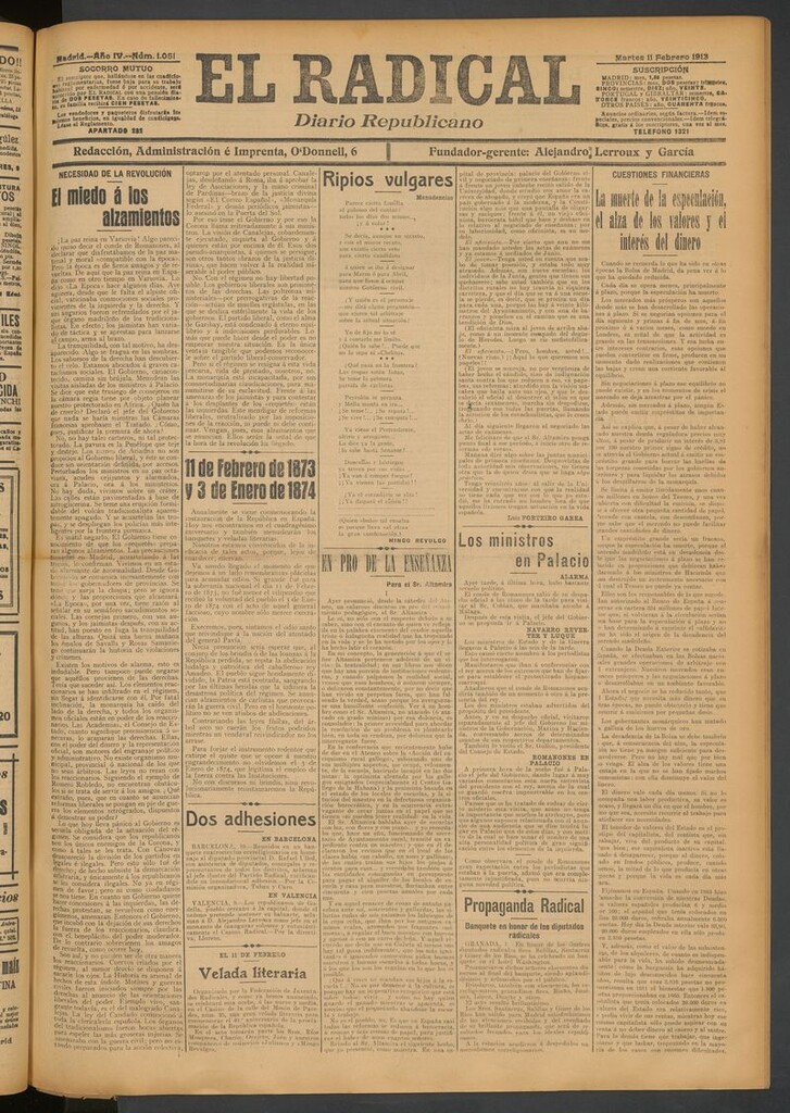 Miniatura de El Radical: diario republicano del 11 de febrero de 1913