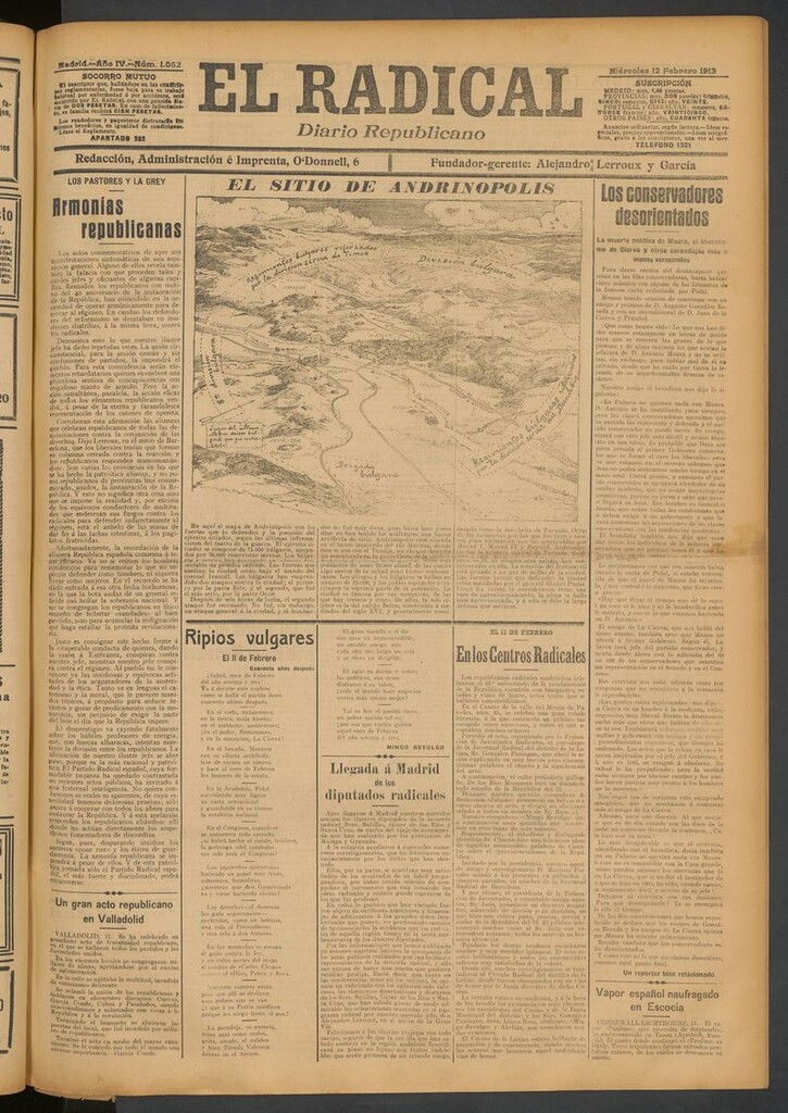Miniatura de El Radical: diario republicano del 12 de febrero de 1913