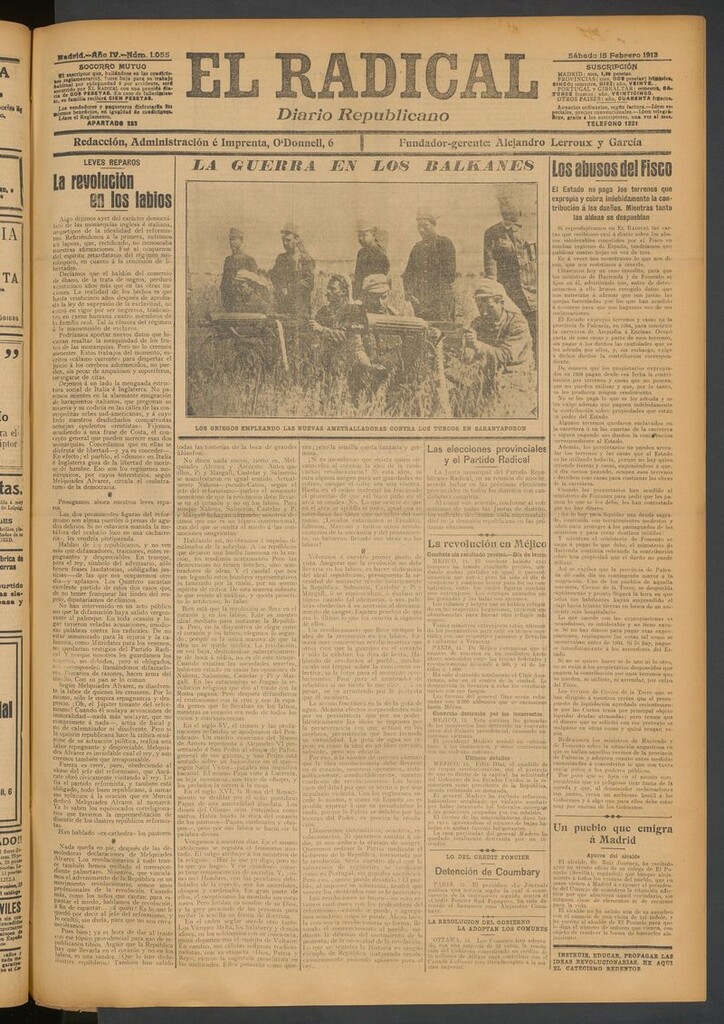 Miniatura de El Radical: diario republicano del 15 de febrero de 1913