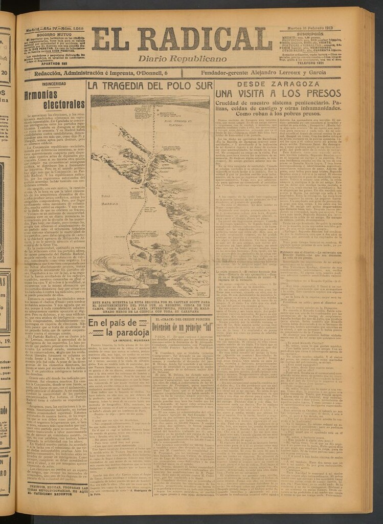 Miniatura de El Radical: diario republicano del 18 de febrero de 1913