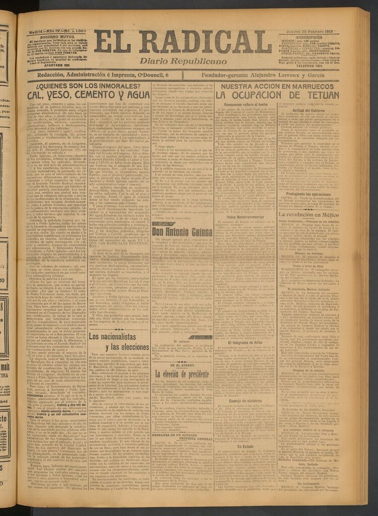 Miniatura de El Radical: diario republicano del 20 de febrero de 1913