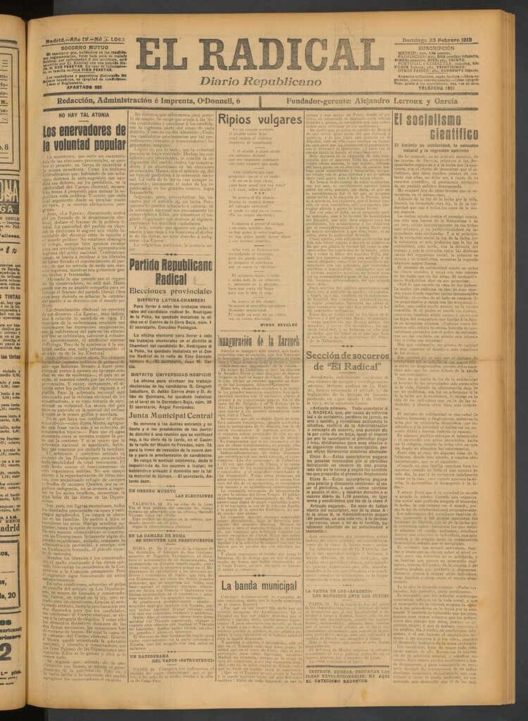 Miniatura de El Radical: diario republicano del 23 de febrero de 1913