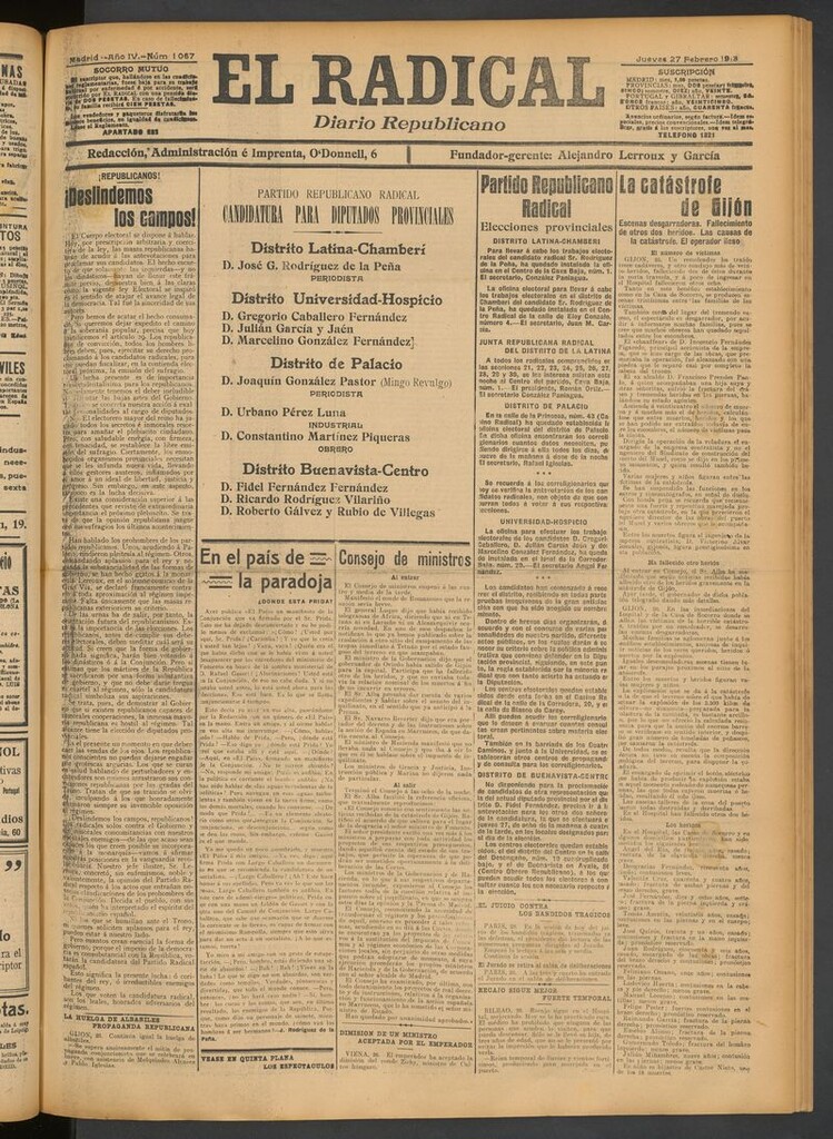 Miniatura de El Radical: diario republicano del 27 de febrero de 1913