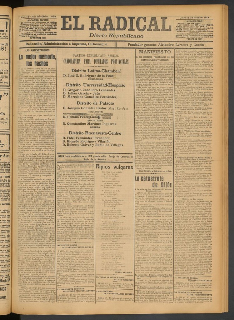 Miniatura de El Radical: diario republicano del 28 de febrero de 1913
