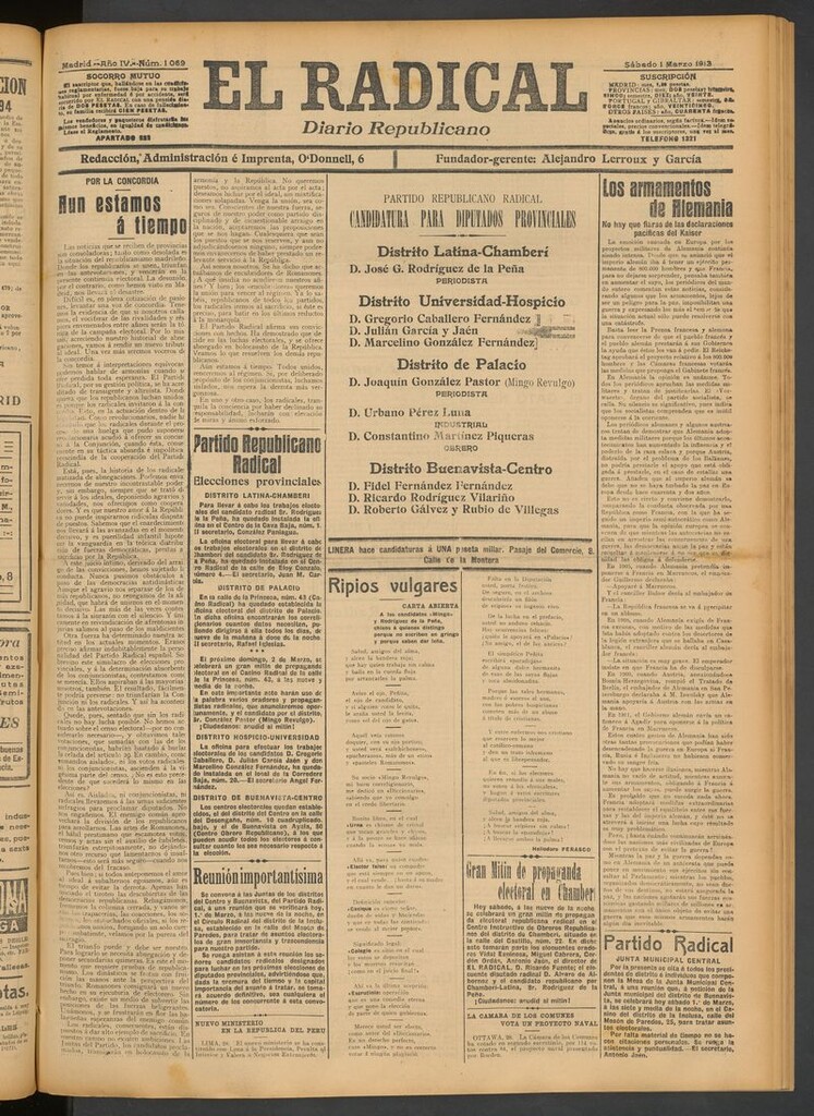 Miniatura de El Radical: diario republicano del 1 de marzo de 1913