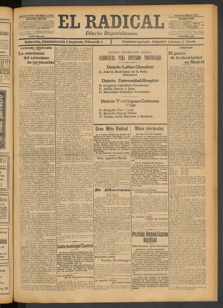 Miniatura de El Radical: diario republicano del 6 de marzo de 1913