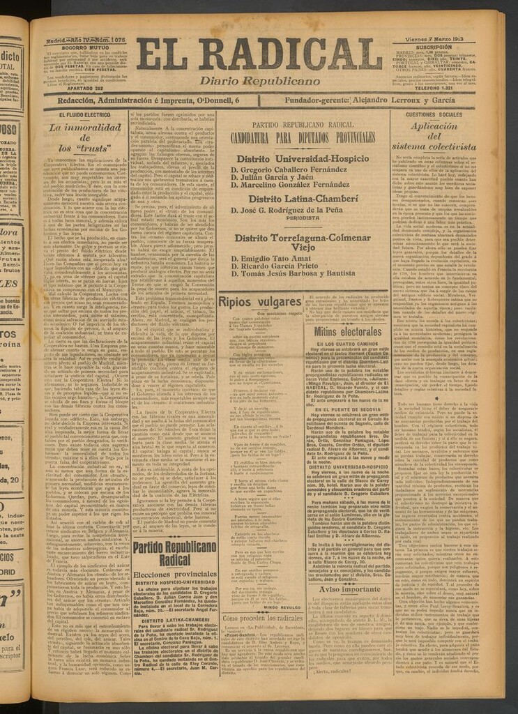 Miniatura de El Radical: diario republicano del 7 de marzo de 1913