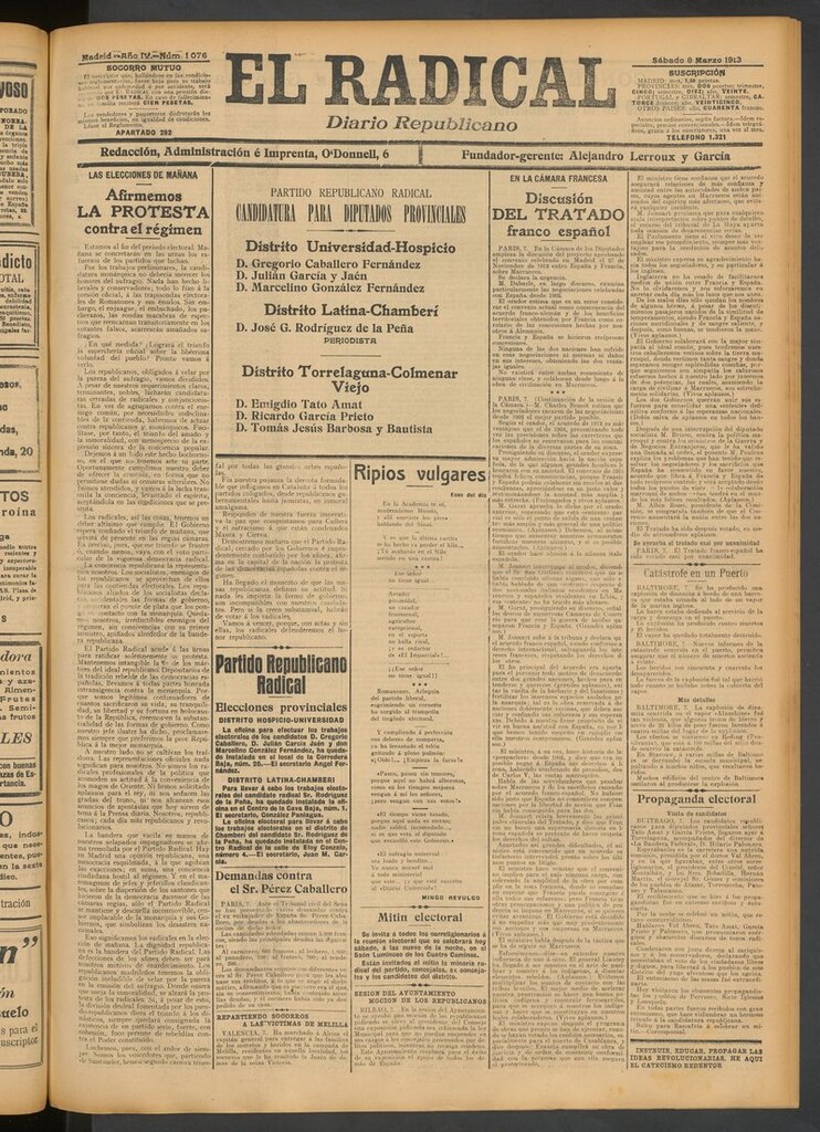 Miniatura de El Radical: diario republicano del 8 de marzo de 1913