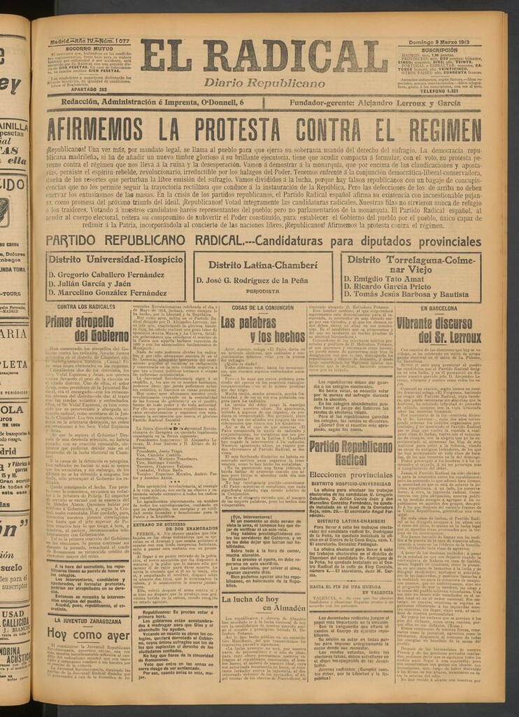 Miniatura de El Radical: diario republicano del 9 de marzo de 1913