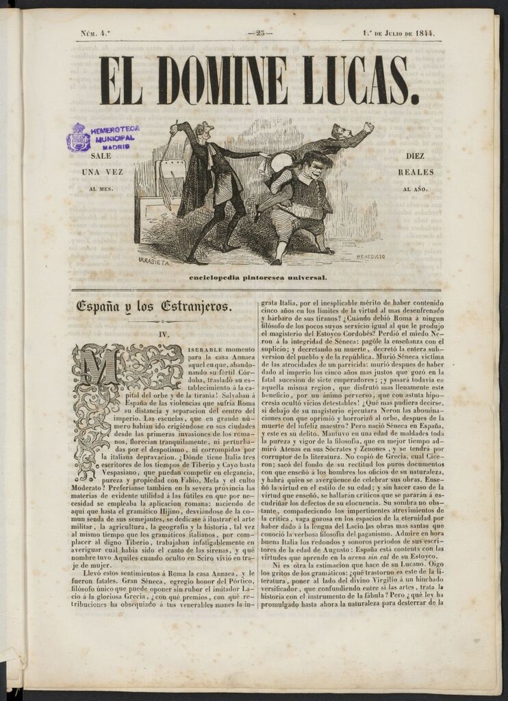 Miniatura de El Domine Lucas: enciclopedia pintoresca universal del 1 de julio de 1844, nº 4