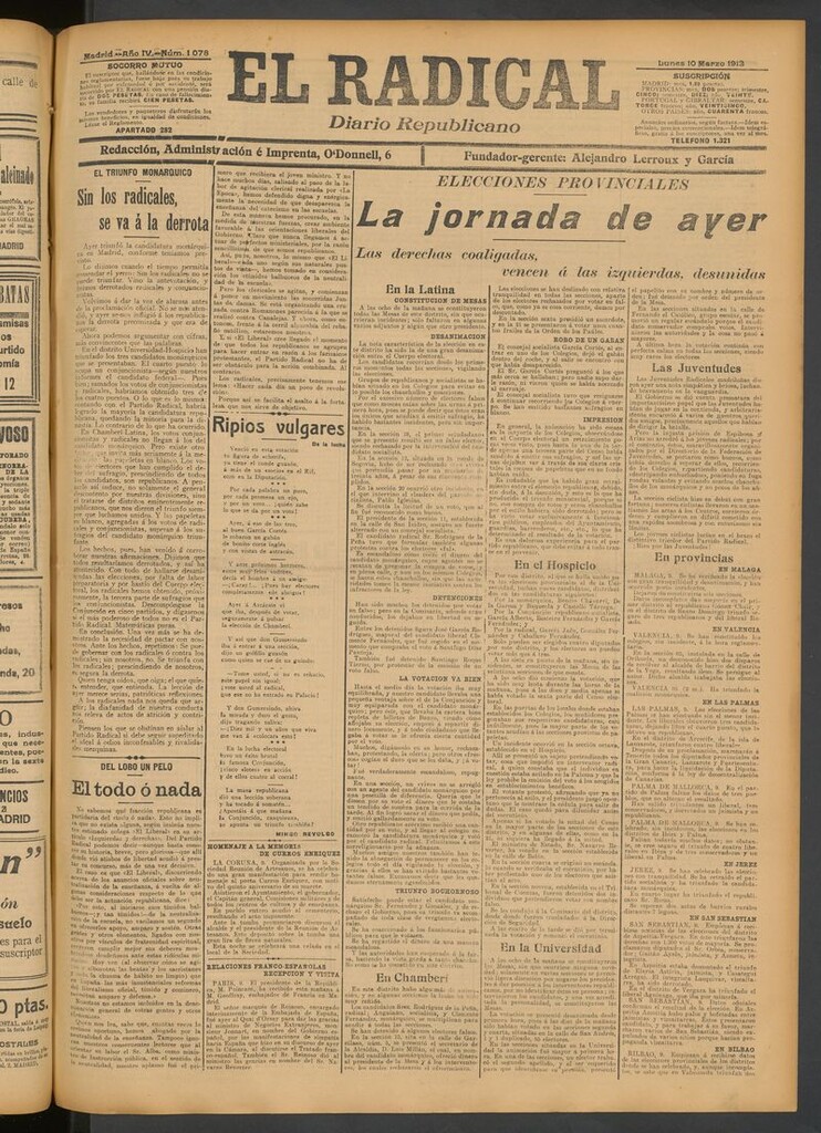 Miniatura de El Radical: diario republicano del 10 de marzo de 1913