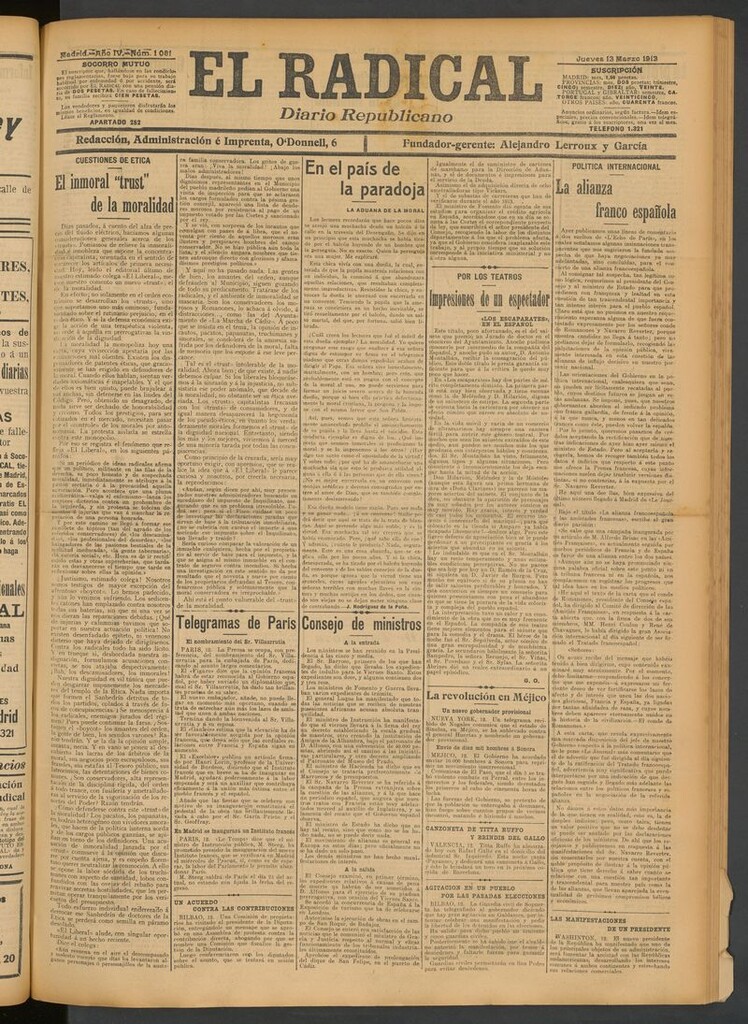 Miniatura de El Radical: diario republicano del 13 de marzo de 1913
