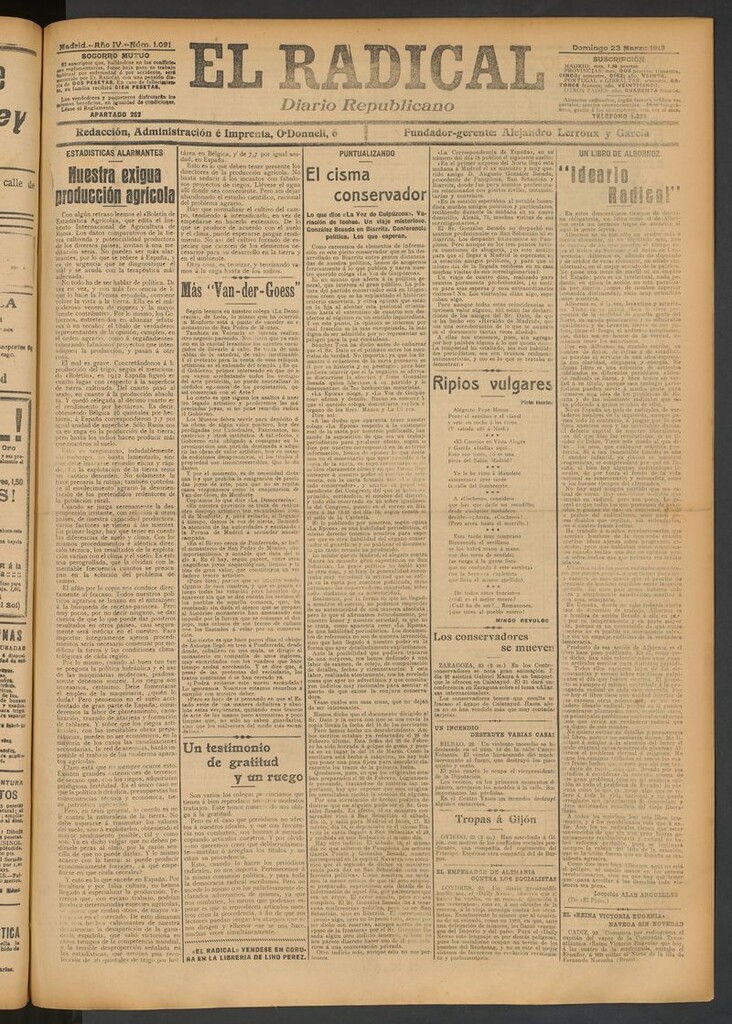 Miniatura de El Radical: diario republicano del 23 de marzo de 1913
