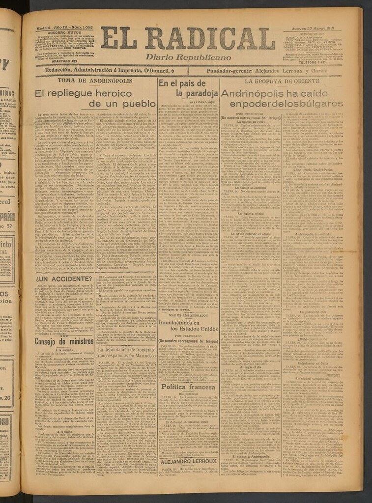 Miniatura de El Radical: diario republicano del 27 de marzo de 1913