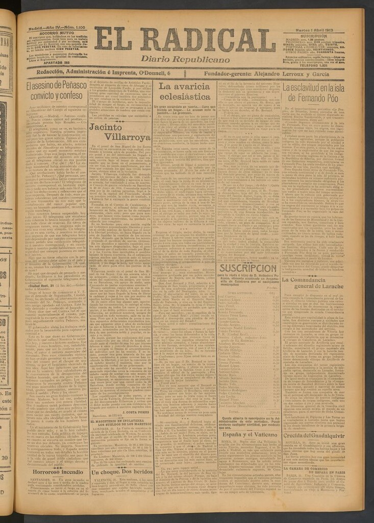 Miniatura de El Radical: diario republicano del 1 de abril de 1913
