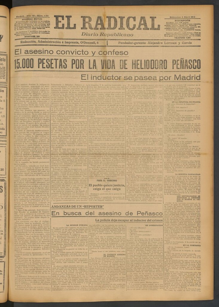 Miniatura de El Radical: diario republicano del 2 de abril de 1913