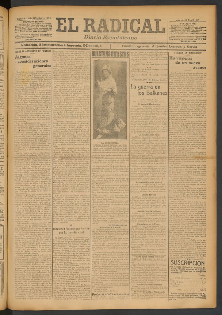 Miniatura de El Radical: diario republicano del 3 de abril de 1913