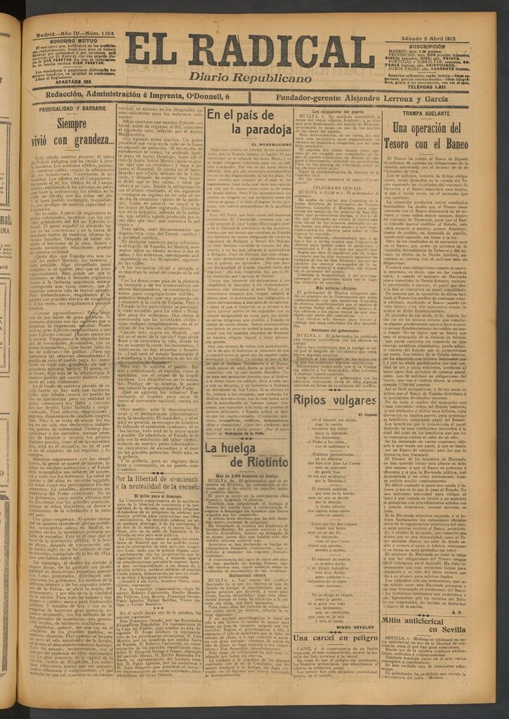 Miniatura de El Radical: diario republicano del 5 de abril de 1913