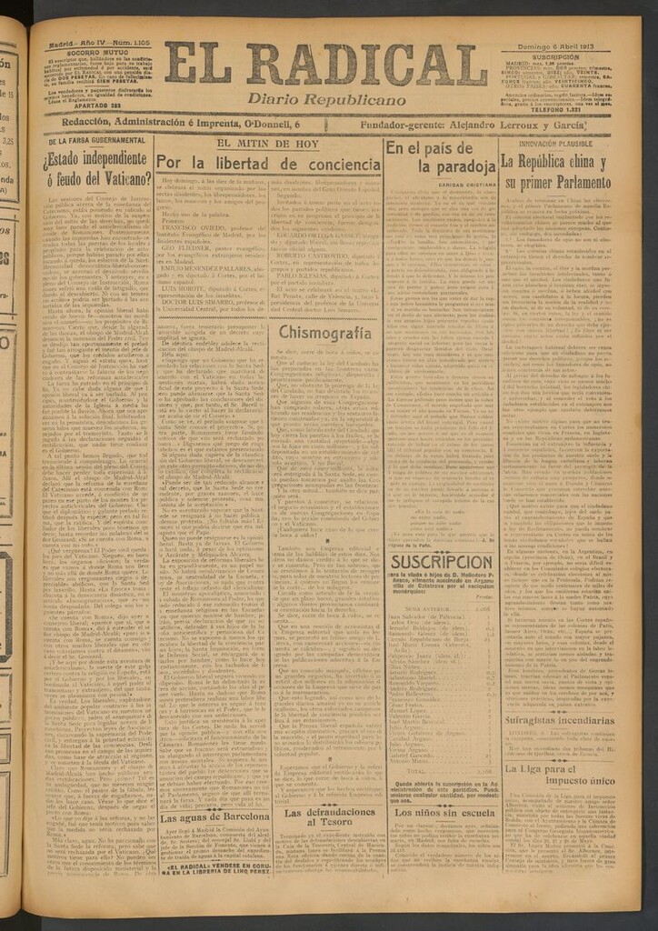 Miniatura de El Radical: diario republicano del 6 de abril de 1913