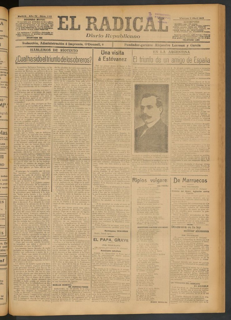 Miniatura de El Radical: diario republicano del 11 de abril de 1913