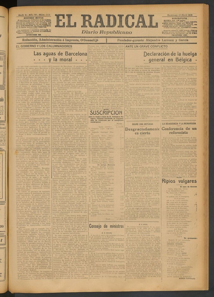 Miniatura de El Radical: diario republicano del 13 de abril de 1913