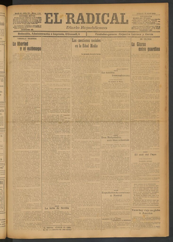 Miniatura de El Radical: diario republicano del 19 de abril de 1913