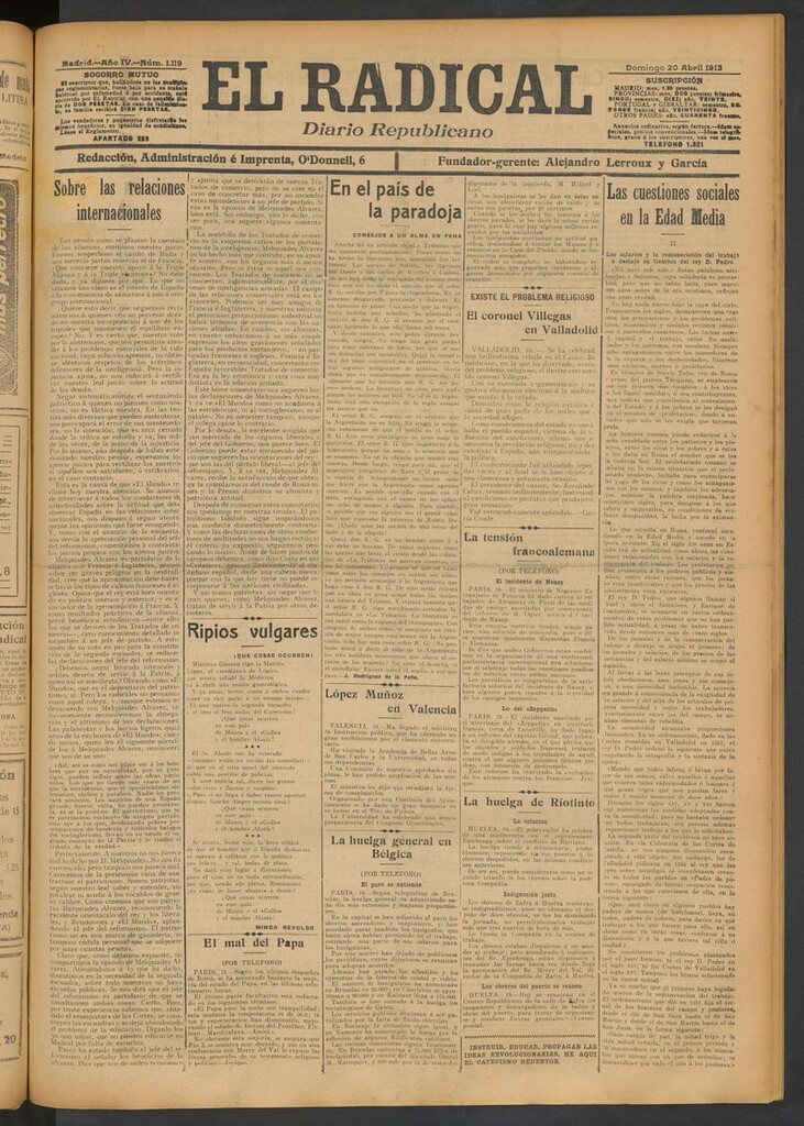 Miniatura de El Radical: diario republicano del 20 de abril de 1913