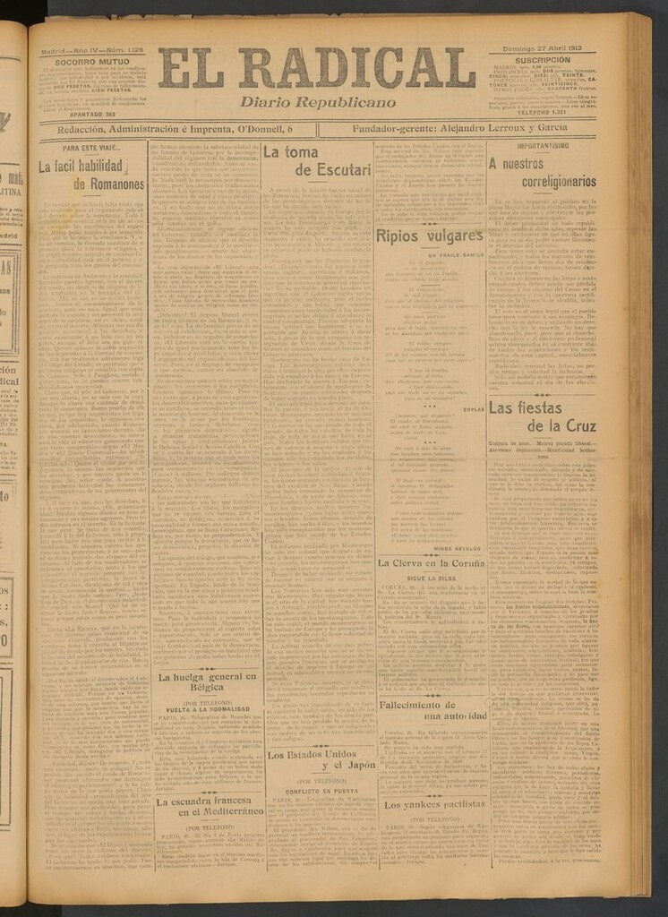 Miniatura de El Radical: diario republicano del 27 de abril de 1913