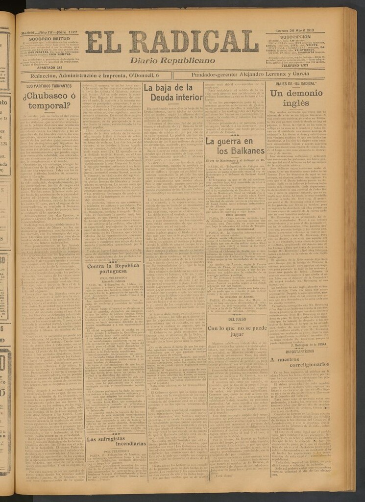 Miniatura de El Radical: diario republicano del 28 de abril de 1913