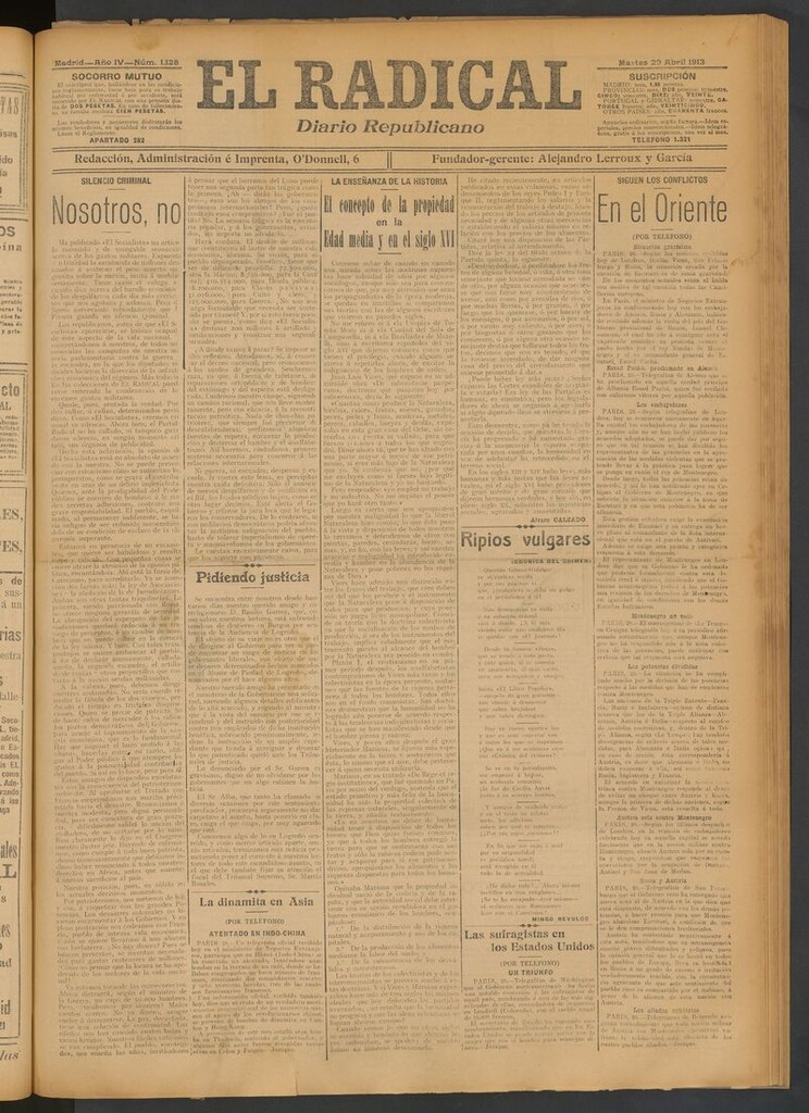 Miniatura de El Radical: diario republicano del 29 de abril de 1913