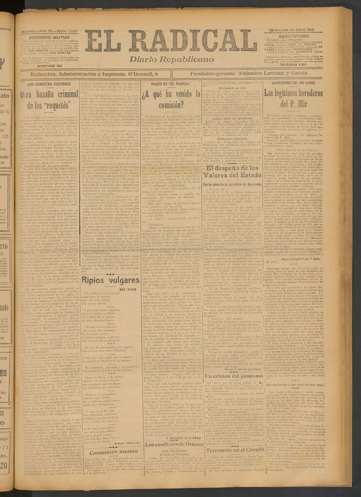 Miniatura de El Radical: diario republicano del 30 de abril de 1913