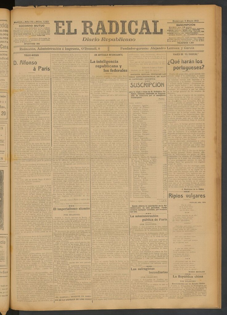 Miniatura de El Radical: diario republicano del 4 de mayo de 1913