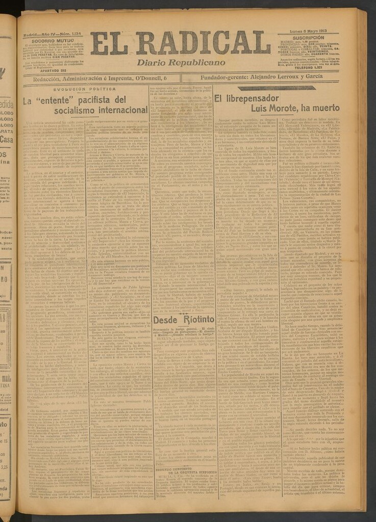 Miniatura de El Radical: diario republicano del 5 de mayo de 1913