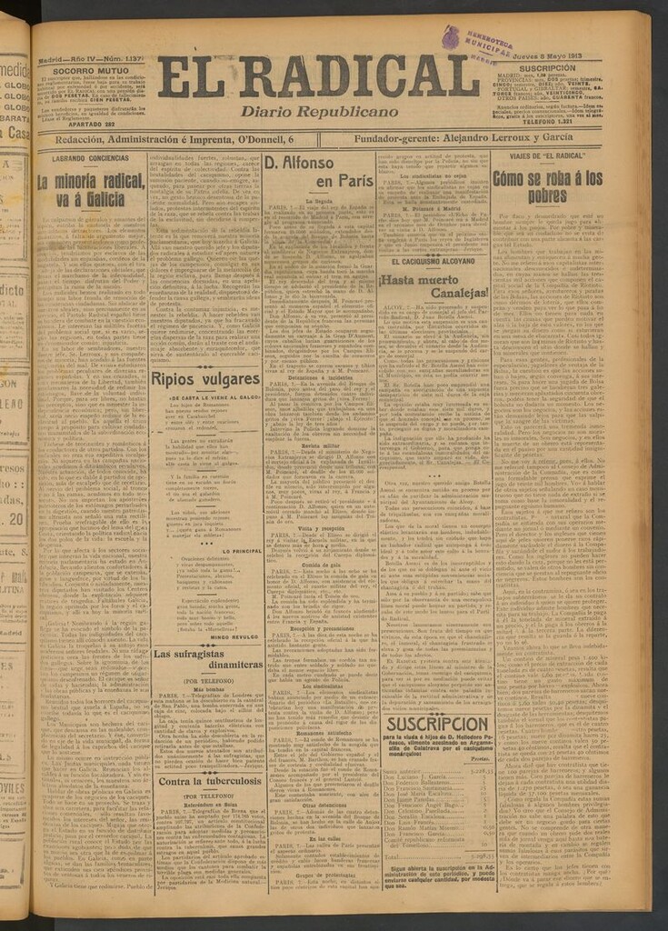 Miniatura de El Radical: diario republicano del 8 de mayo de 1913