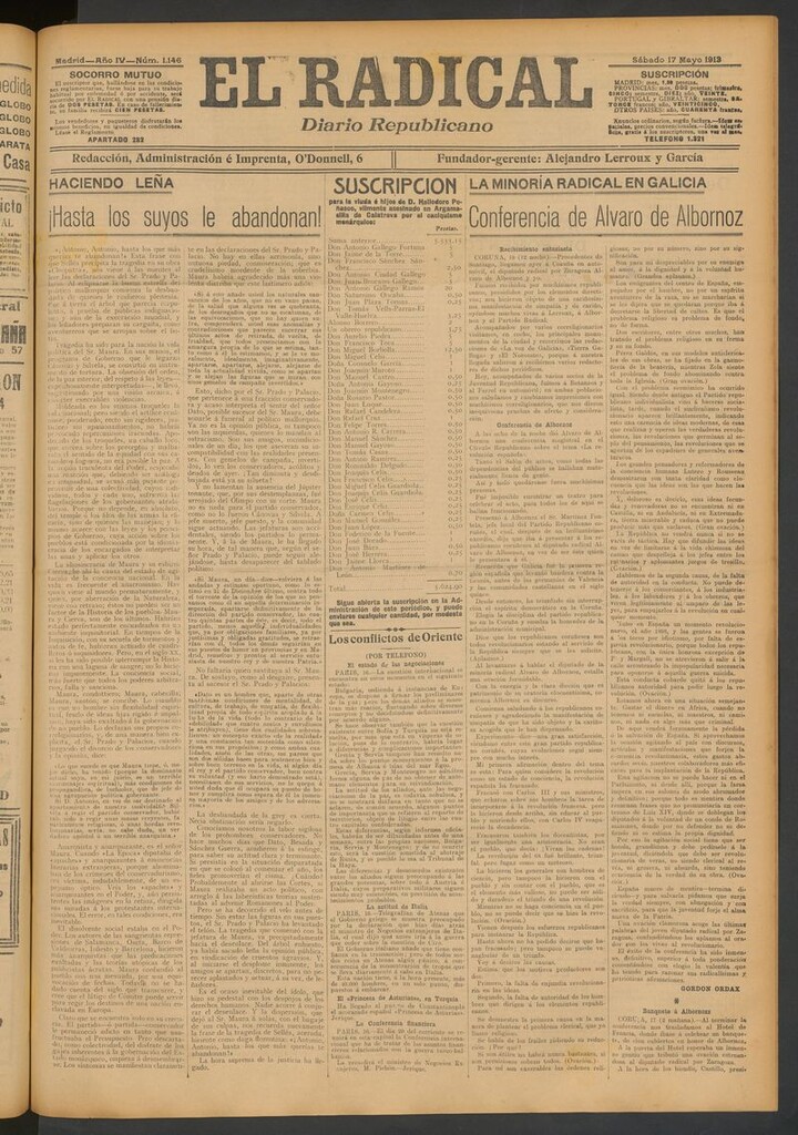 Miniatura de El Radical: diario republicano del 17 de mayo de 1913