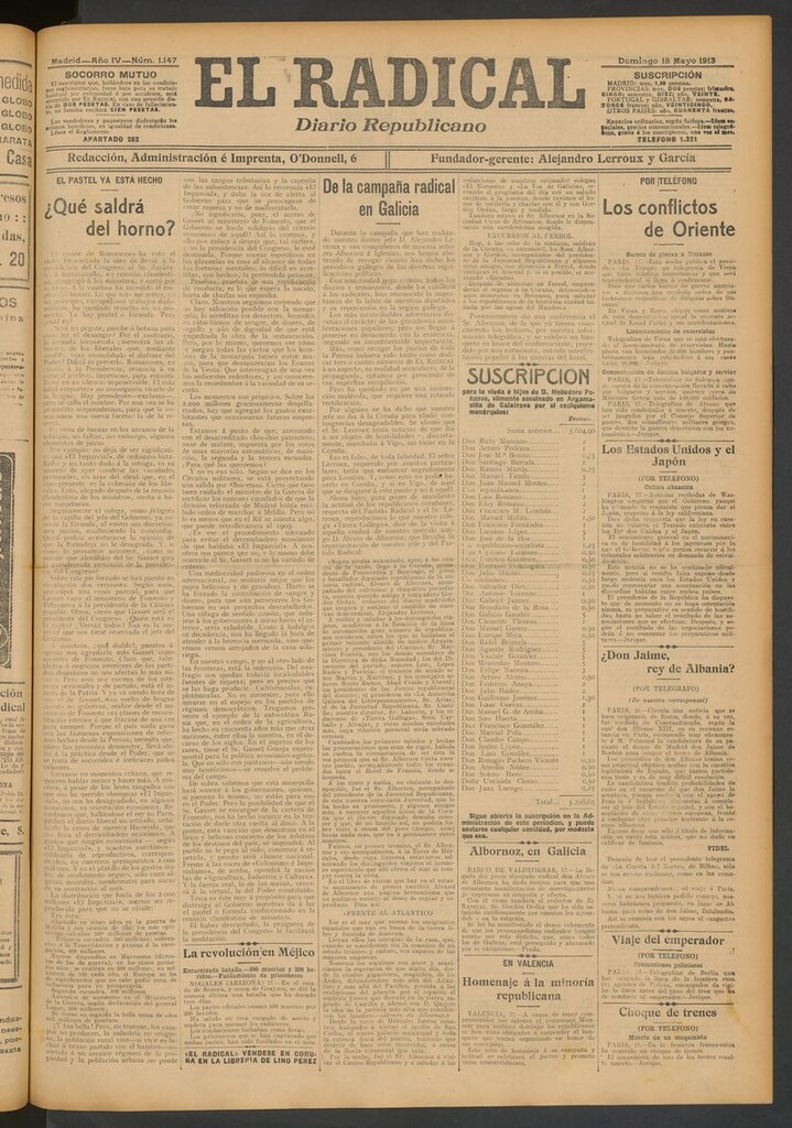 Miniatura de El Radical: diario republicano del 18 de mayo de 1913