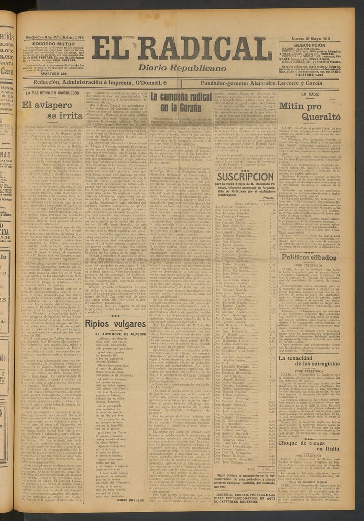Miniatura de El Radical: diario republicano del 19 de mayo de 1913