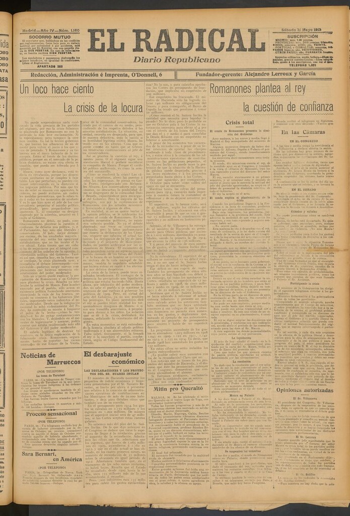 Miniatura de El Radical: diario republicano del 31 de mayo de 1913