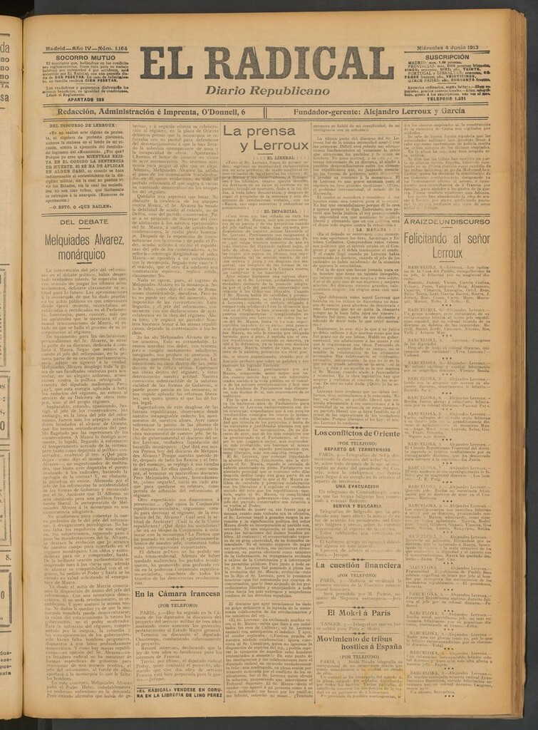 Miniatura de El Radical: diario republicano del 4 de junio de 1913